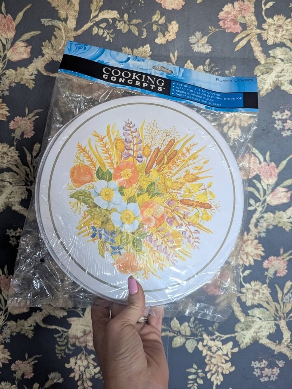 Vintage Floral Burner Covers Metal NIB